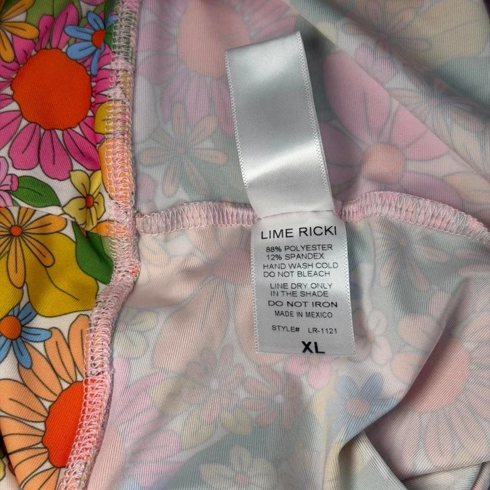 Lime Ricki Floral Swim Skirt Skort Bottom Retro 70s Daisy Print Womens XL